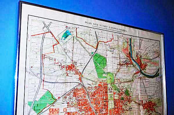 Straßenplan Ludwigsburg gedruckt 1942 mit einigen geänderten Straßennamen 1945/46